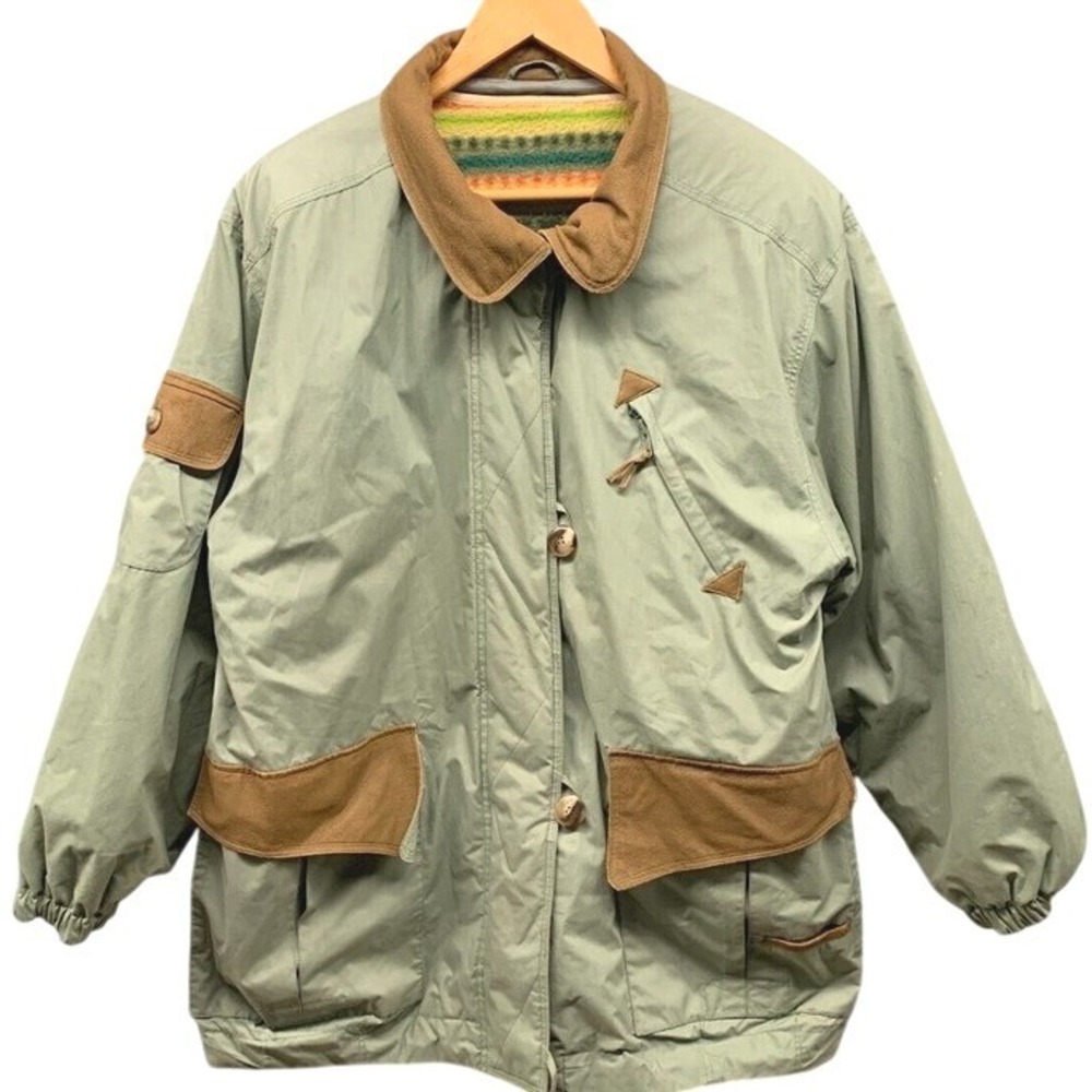 Mulberry Street Field Jacket Men's M Green Fleece Lined Vintage Utility Flaw